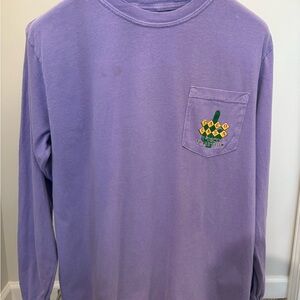 Taco Casa Comfort Colors Purple Long Sleeve Tee with front Pocket